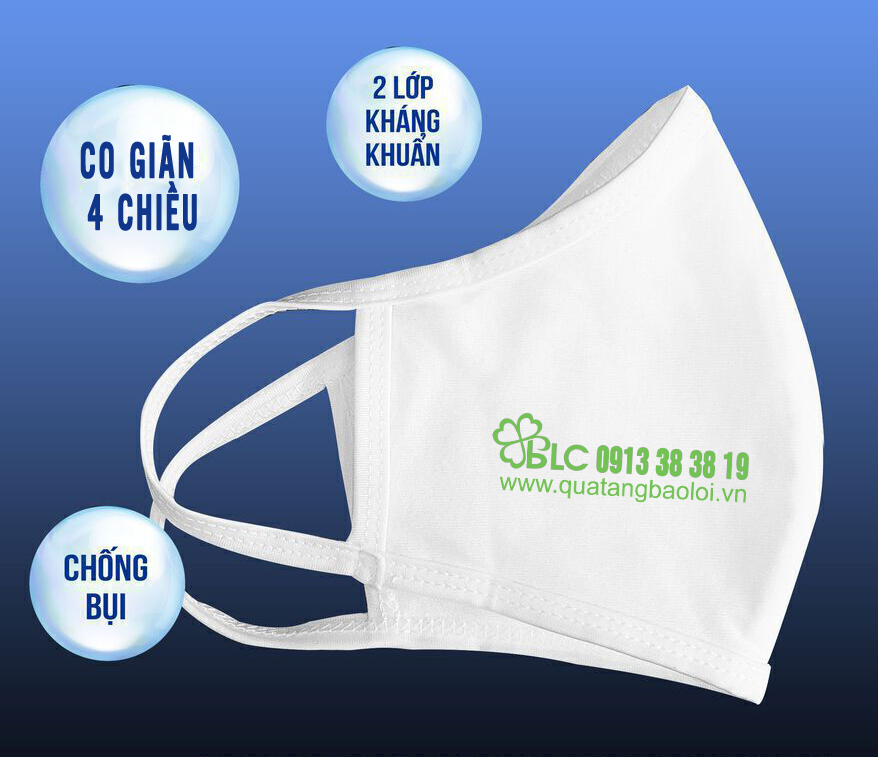 Khẩu trang vải co giãn 4 chiều in logo theo yêu cầu tại Quà tặng Bảo Lợi